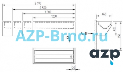 Мойка желоб подвесная AUL 05.LK AZP Brno Чехия (фото, схема) Мойка желоб подвесная AUL 05.LK AZP Brno Чехия (фото, схема)