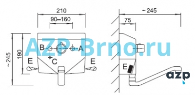 Настенный бесконтактный смеситель AUM 8 AZP Brno Чехия (фото, схема)